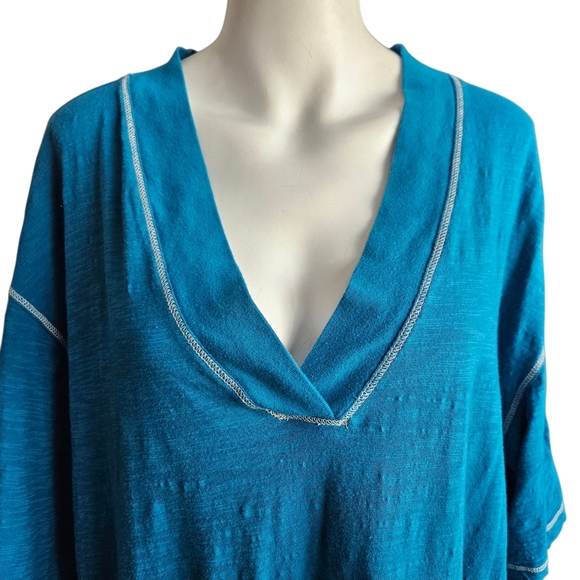 NATURAL LIFE Blue Tunic W/ White Accents Sz Lg Lagenlook Oversized Art Teacher - Picture 2 of 8